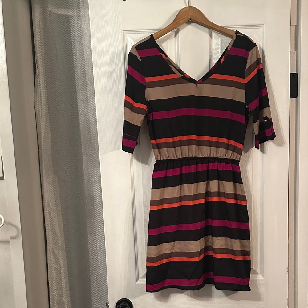 Striped V-Neck Dress